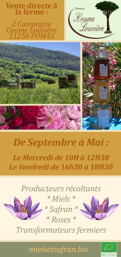 Vente directe de miel à Pomas dans l'Aude